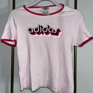 Vintage kid size medium Adidas retro t-shirt baby pink 100% cotton